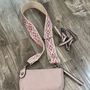 Super cute and functional! Mauve Crossbody Bag with Patterned Strap